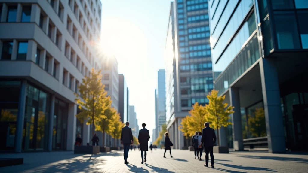 Modernes Geschäftszentrum mit professionellen Gebäuden und Unternehmensumfeld