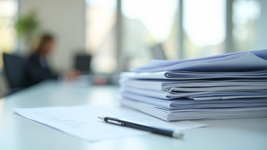 Dokumentenstapel und Ordner mit Compliance- und Regulierungsunterlagen