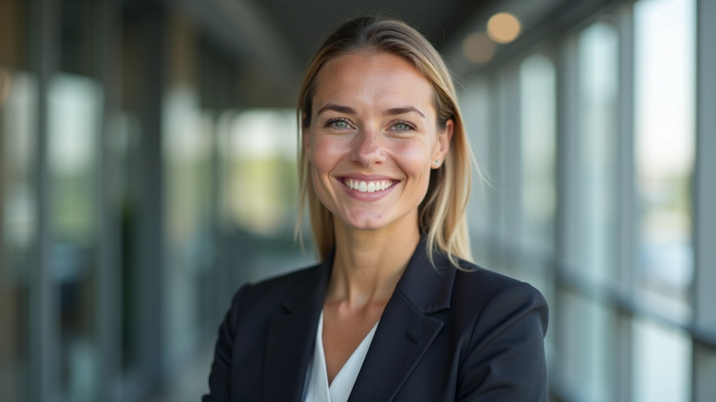 Erfolgreiche Unternehmerin in ihrem Büro, strahlend und selbstbewusst, arbeitet an ihrem wachsenden Geschäft